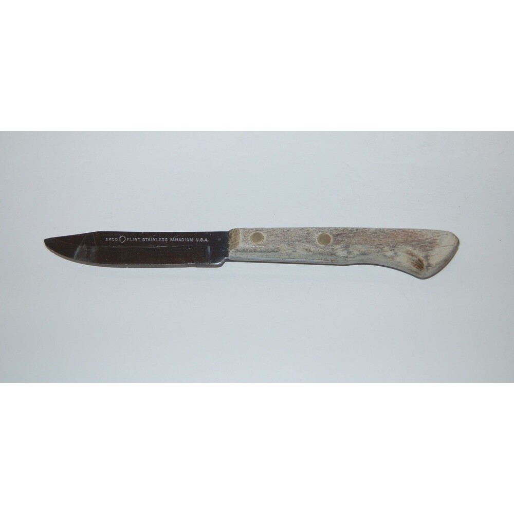 EKCO ARROWHEAD FLINT STAINLESS VANADIUM USA 3" BLADE PARING KNIFE WOOD HANDLE